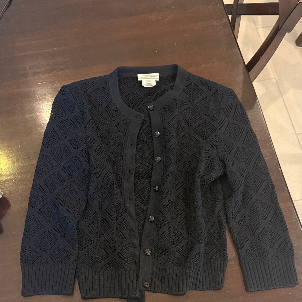 St. John Black Cardigan Sweater